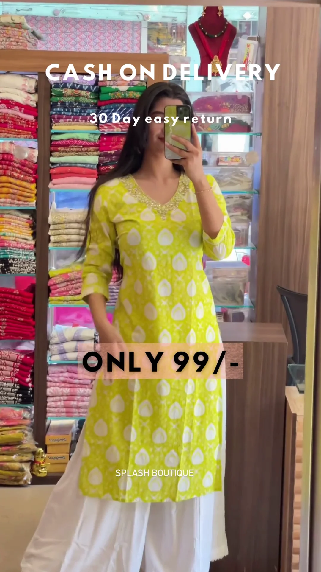 Citrus Bloom: Embroidered Lime Green Kurti & Palazzo Set
