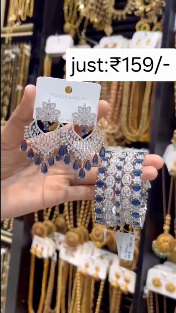 Mint Stone Jewelry Set (Earrings & Bangles)